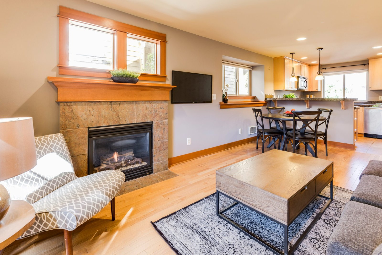 brown wooden themed living room